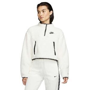 Nike White Sherpa Cropped 1/4 Zip Sweatshirt